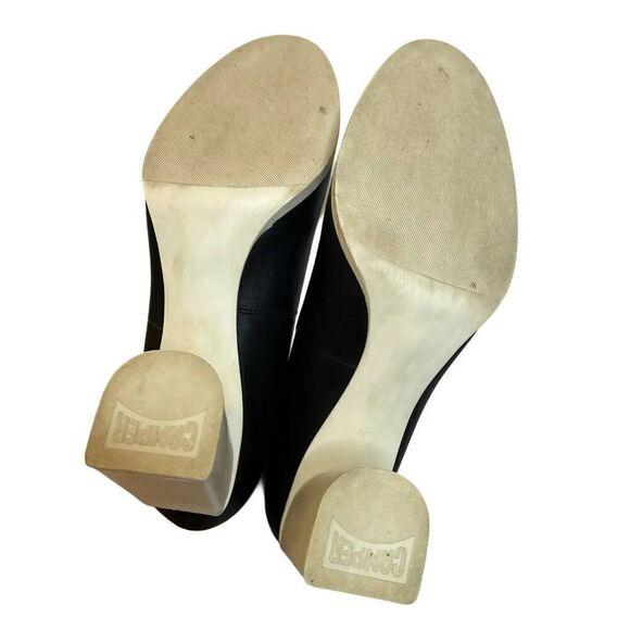 Camper Black Leather Block Heel Slip On Pumps - Picture 5 of 8